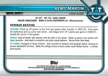 2021-22 Bowman University - Pink #4 Remy Martin Back