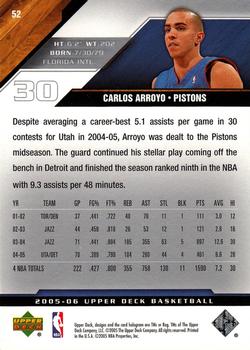 2005-06 Upper Deck #52 Carlos Arroyo Back