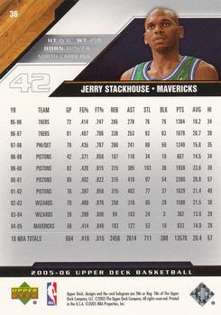 2005-06 Upper Deck #36 Jerry Stackhouse Back