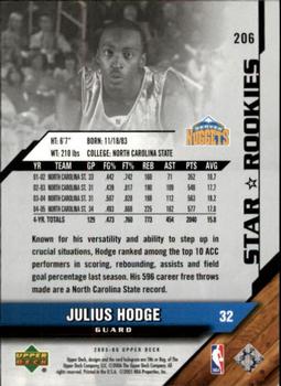 2005-06 Upper Deck #206 Julius Hodge Back