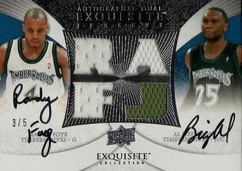 2007-08 Upper Deck Exquisite Collection - Jerseys Dual Autographs #ED-JF Al Jefferson / Randy Foye Front