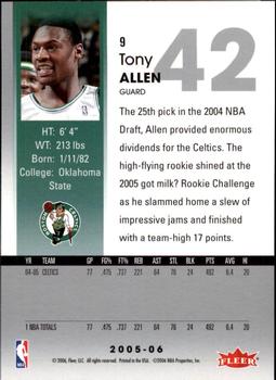 2005-06 Hoops #9 Tony Allen Back