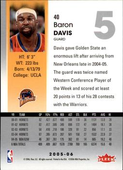 2005-06 Hoops #40 Baron Davis Back