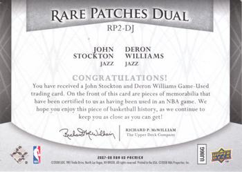 2007-08 Upper Deck Premier - Rare Patches Dual Silver #RP2-DJ Deron Williams / John Stockton Back