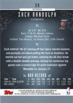 2006-07 Finest #39 Zach Randolph Back