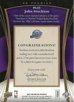 2007-08 Upper Deck Premier - Stitchings Patches Alternate Gold #PS-ST John Stockton Back