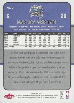 2006-07 Fleer #137 Carlos Arroyo Back