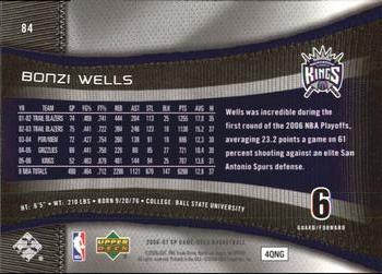 2006-07 SP Game Used #84 Bonzi Wells Back