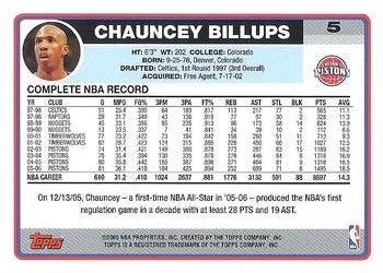 2006-07 Topps #5 Chauncey Billups Back