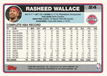 2006-07 Topps #24 Rasheed Wallace Back