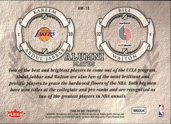 2008-09 Fleer Hot Prospects - Alumni Mates #AM-18 Kareem Abdul-Jabbar / Bill Walton Back