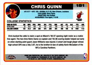 2006-07 Topps Chrome #181 Chris Quinn Back