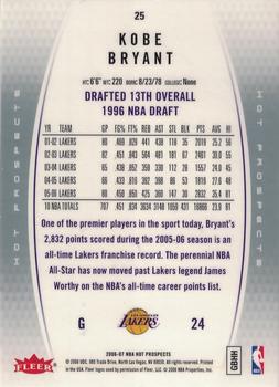 2006-07 Fleer Hot Prospects #25 Kobe Bryant Back