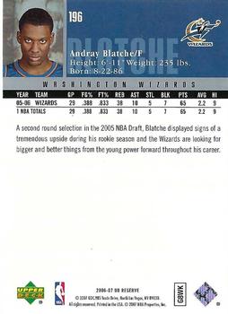 2006-07 UD Reserve #196 Andray Blatche Back