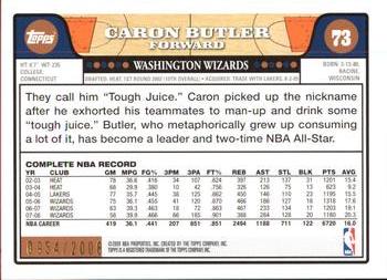 2008-09 Topps - Gold Border #73 Caron Butler Back