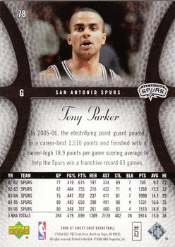 2006-07 Upper Deck Sweet Shot #78 Tony Parker Back