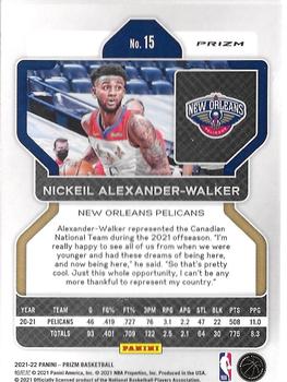 2021-22 Panini Prizm - Red White and Blue #15 Nickeil Alexander-Walker Back