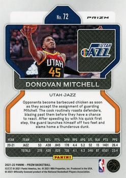 2021-22 Panini Prizm - Red White and Blue #72 Donovan Mitchell Back