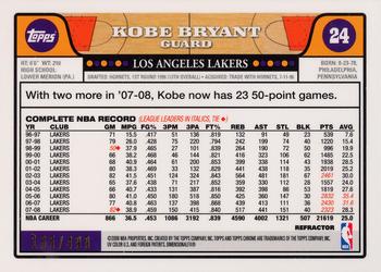 2008-09 Topps Chrome - Refractors Orange #24 Kobe Bryant Back