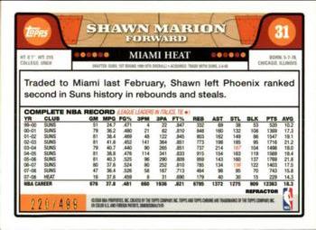 2008-09 Topps Chrome - Refractors Orange #31 Shawn Marion Back