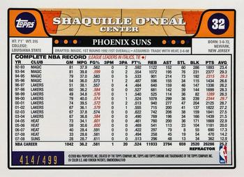 2008-09 Topps Chrome - Refractors Orange #32 Shaquille O'Neal Back