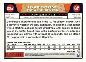 2008-09 Topps Chrome - Refractors Orange #67 Josh Boone Back