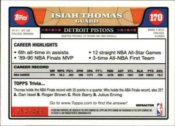 2008-09 Topps Chrome - Refractors Orange #170 Isiah Thomas Back