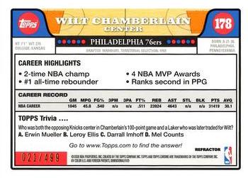 2008-09 Topps Chrome - Refractors Orange #178 Wilt Chamberlain Back