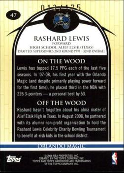 2008-09 Topps Hardwood - Maple #47 Rashard Lewis Back