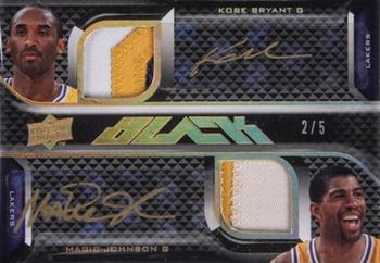 2008-09 UD Black - Autographs Patches Quad Gold #QAJ-EVSW Larry Bird / Kevin Garnett / Kobe Bryant / Magic Johnson Front