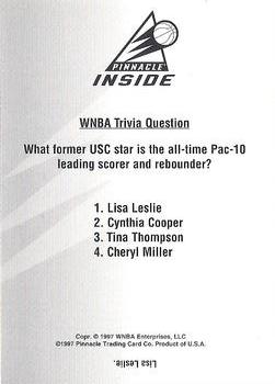 1997 Pinnacle Inside WNBA - Trivia Cards #NNO Lisa Leslie Front