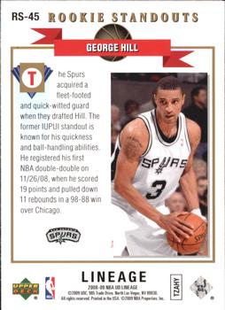2008-09 Upper Deck Lineage - Rookie Standouts #RS-45 George Hill Back