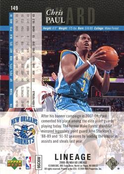 2008-09 Upper Deck Lineage - Special Edition #149 Chris Paul Back
