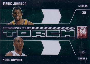 2009-10 Donruss Elite - Passing the Torch Green #1 Magic Johnson / Kobe Bryant Front