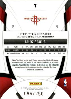 2009-10 Panini Certified - Mirror Red #7 Luis Scola Back
