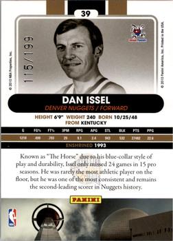 2010 Panini Hall of Fame - Black Border #39 Dan Issel Back