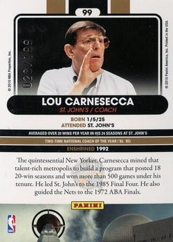 2010 Panini Hall of Fame - Black Border #99 Lou Carnesecca Back