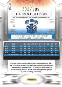 2009-10 Panini Prestige - Draft Picks Autographs Light Blue #221 Darren Collison Back