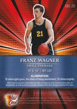 2021-22 Wild Card Alumination - Red Chase Holo-Lux Crystals Holo Paper #ABC-26 Franz Wagner Back