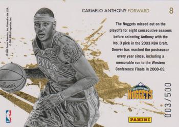 2009-10 Panini Rookies & Stars - Gold Stars Gold #8 Carmelo Anthony Back