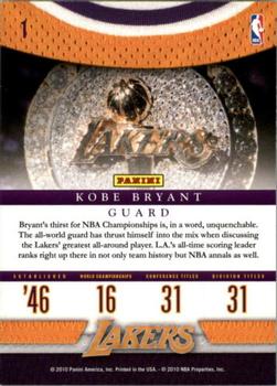 Kobe Bryant 2009-10 Panini Season Update #133 - Los Angeles Lakers