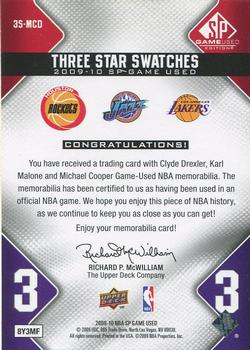 2009-10 SP Game Used - 3 Star Swatches #3S-MCD Michael Cooper / Clyde Drexler / Karl Malone Back