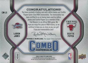 2009-10 SP Game Used - Combo Materials 50 #CM-LS LeBron James / Scottie Pippen Back
