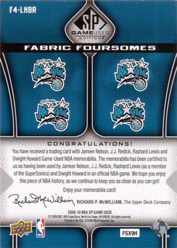 2009-10 SP Game Used - Fabric Foursome 50 #F4-LHBR Rashard Lewis / Dwight Howard / Jameer Nelson / J.J. Redick Back