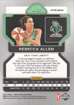 2022 Panini Prizm WNBA - Ruby Wave #122 Rebecca Allen Back