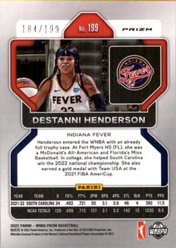 2022 Panini Prizm WNBA - Red #199 Destanni Henderson Back