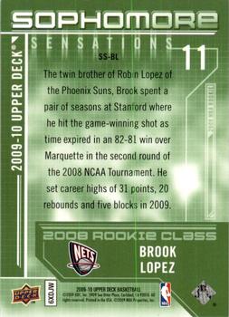 2009-10 Upper Deck - Sophomore Sensations #SS-BL Brook Lopez Back