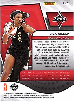 2022 Panini Revolution WNBA #31 A'ja Wilson Back