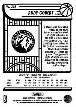 2022-23 Hoops #216 Rudy Gobert Back