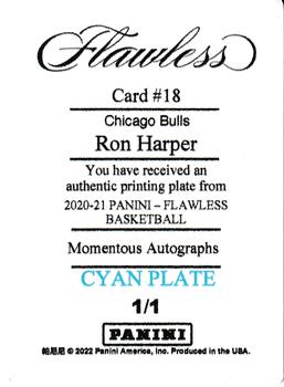 2021-22 Panini National Treasures - 2020-21 Panini Flawless - Momentous Autographs Printing Plates Cyan #18 Ron Harper Back